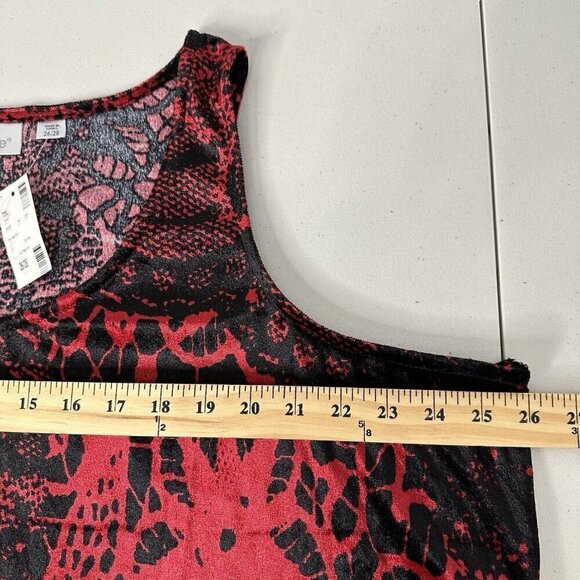 Avenue Tank Top shell Size 26 Red Black Velvet Floral Elegant - Picture 5 of 10